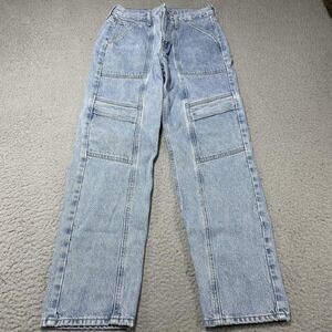 AGOLDE Cooper Cargo Utility High Rise Straight Jeans Womens 26 Light Blue Denim